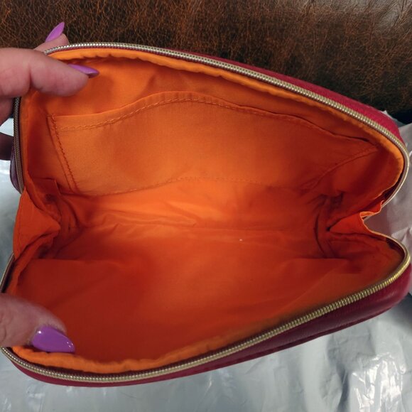 Bvlgari Merlot Metallic Fabric Zip Around Makeup Cosmetic Bag NWOT - Picture 4 of 5